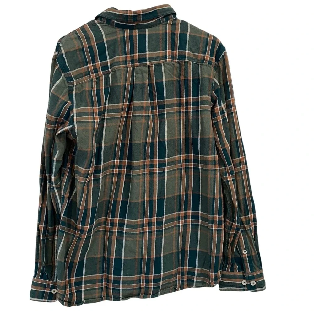 The North Face Mens Medium Plaid Flannel‎ Shirt Green Brown Gorpcore Hiking